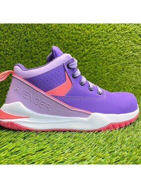 Avenger Reaction Mid Womens Size 9D Purple White Composite Toe Safety Work Boots